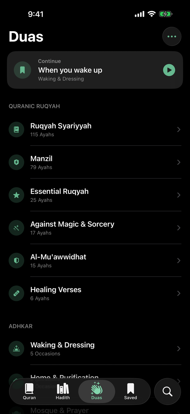 Duas grouped by occasion